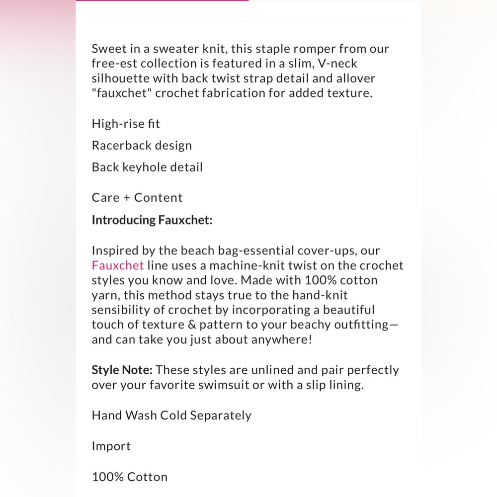 FREE PEOPLE Fauxchet Romper🌻✌🏾NWT - Picture 6 of 6